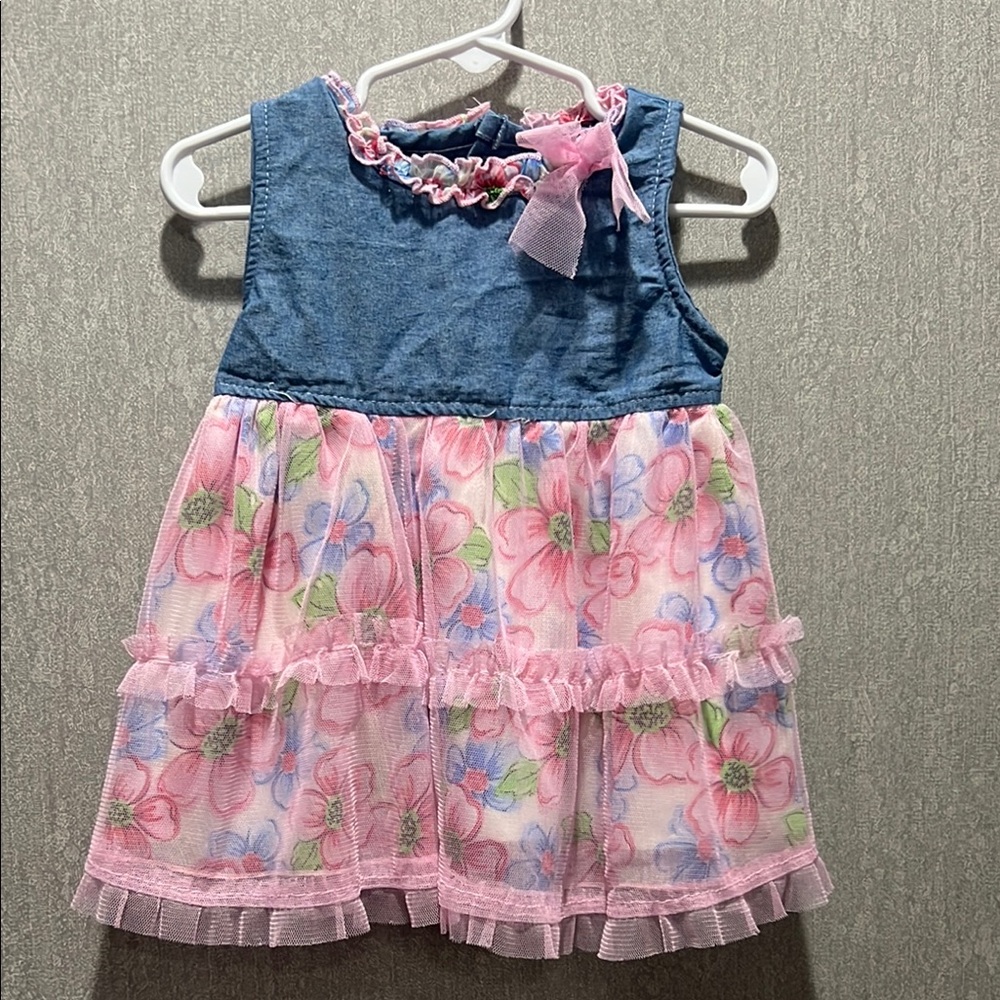 Floral Pink and Blue Kids Tank Top